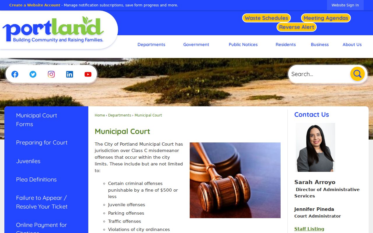 Nueces County traffic court records Portland Municipal Court details